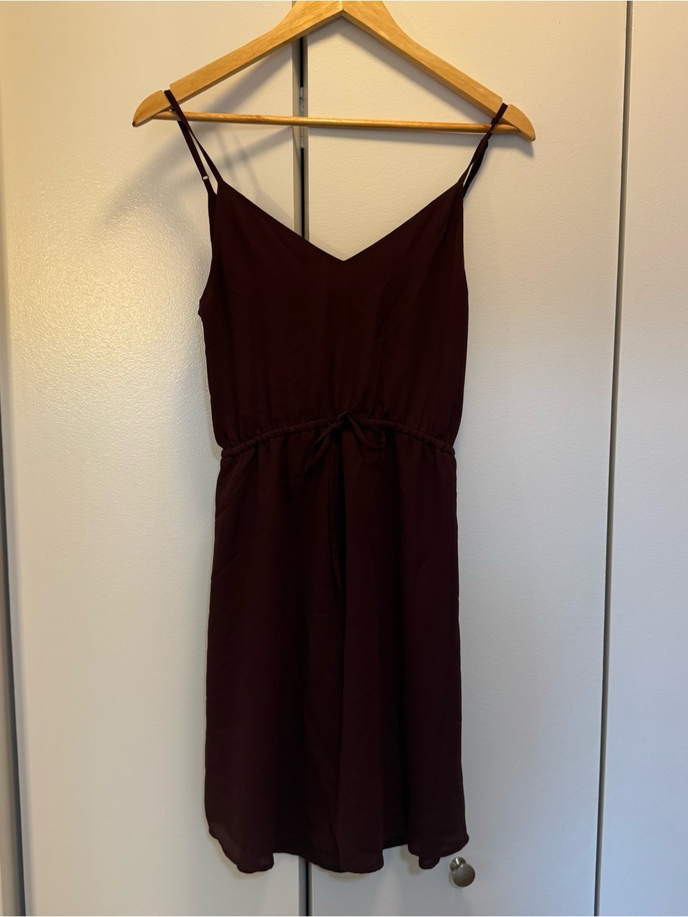 Babaton Wine Spaghetti Strap Mini Dress
